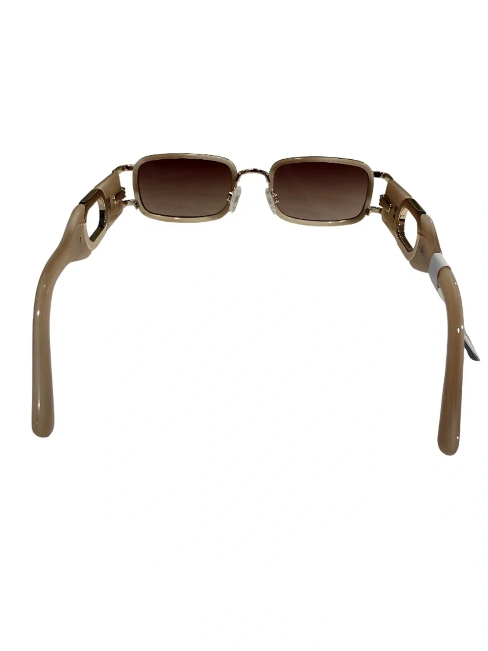 NEW CAROLINA Lemke Axis Beige Brown Gold Rectangular Sunglasses